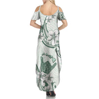 Aloha Hawaii Shaka Family Matching Summer Maxi Dress and Hawaiian Shirt Hang Loose Mint Version - Polynesian Pride