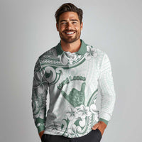 Aloha Hawaii Shaka Long Sleeve Polo Shirt Hang Loose Mint Version - Polynesian Pride