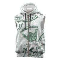 Aloha Hawaii Shaka Sleeveless Zip Hoodie Hang Loose Mint Version DT05
