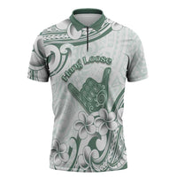 Aloha Hawaii Shaka Zipper Polo Shirt Hang Loose Mint Version - Polynesian Pride