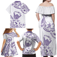 Aloha Hawaii Shaka Family Matching Off Shoulder Maxi Dress and Hawaiian Shirt Hang Loose Purple Version - Polynesian Pride
