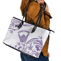 Aloha Hawaii Shaka Leather Tote Bag Hang Loose Purple Version - Polynesian Pride