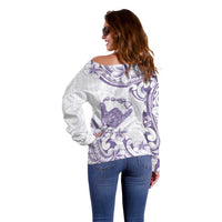 Aloha Hawaii Shaka Off Shoulder Sweater Hang Loose Purple Version - Polynesian Pride