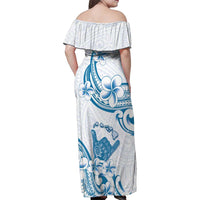Aloha Hawaii Shaka Family Matching Off Shoulder Maxi Dress and Hawaiian Shirt Hang Loose Blue Version - Polynesian Pride