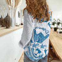 Aloha Hawaii Shaka Women Casual Shirt Hang Loose Blue Version - Polynesian Pride