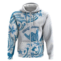 Aloha Hawaii Shaka Zip Hoodie Hang Loose Blue Version - Polynesian Pride