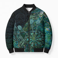 Personalised New Zealand Dart Bomber Puffer Jacket Maori Fern With Paua Shell - Polynesian Pride
