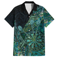 Personalised New Zealand Dart Family Matching Off Shoulder Short Dress and Hawaiian Shirt Maori Fern With Paua Shell - Polynesian Pride