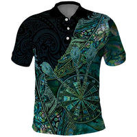 Personalised New Zealand Dart Polo Shirt Maori Fern With Paua Shell DT05 Green - Polynesian Pride