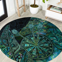 New Zealand Dart Round Carpet Maori Fern With Paua Shell - Polynesian Pride