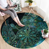 New Zealand Dart Round Carpet Maori Fern With Paua Shell - Polynesian Pride