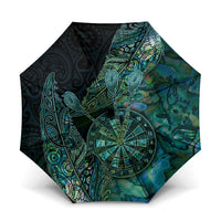 New Zealand Dart Umbrella Maori Fern With Paua Shell DT05 One Size Folded 11.42 inch Opened Diameter 37.4 inch Green - Polynesian Pride