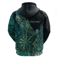 Personalised New Zealand Dart Zip Hoodie Maori Fern With Paua Shell - Polynesian Pride