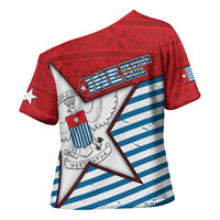 West Papua Morning Star Cross Shoulder Shirt One People One Soul - Polynesian Pride