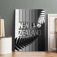 New Zealand Football Canvas Wall Art Silver Fern Maori Pattern Monochrome