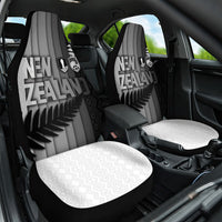 New Zealand Football Car Seat Cover Silver Fern Maori Pattern Monochrome