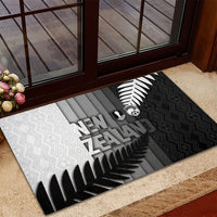 New Zealand Football Rubber Doormat Silver Fern Maori Pattern Monochrome DT05 - Polynesian Pride