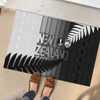 New Zealand Football Rubber Doormat Silver Fern Maori Pattern Monochrome DT05 - Polynesian Pride