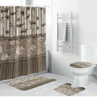 Hawaii Christmas In July Bathroom Set Beige Mele Kalikimaka Sea Animals DT05 Bathroom Set (4 pcs) Beige - Polynesian Pride