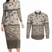 Hawaii Christmas In July Couples Matching Long Sleeve Bodycon Dress and Long Sleeve Button Shirt Beige Mele Kalikimaka Sea Animals DT05 Beige - Polynesian Pride