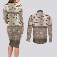 Hawaii Christmas In July Couples Matching Long Sleeve Bodycon Dress and Long Sleeve Button Shirt Beige Mele Kalikimaka Sea Animals DT05 - Polynesian Pride