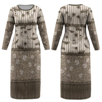 Hawaii Christmas In July Couples Matching Long Sleeve Bodycon Dress and Long Sleeve Button Shirt Beige Mele Kalikimaka Sea Animals DT05 - Polynesian Pride