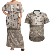 Hawaii Christmas In July Couples Matching Off Shoulder Maxi Dress and Hawaiian Shirt Beige Mele Kalikimaka Sea Animals DT05 Beige - Polynesian Pride