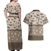 Hawaii Christmas In July Couples Matching Off Shoulder Maxi Dress and Hawaiian Shirt Beige Mele Kalikimaka Sea Animals DT05 - Polynesian Pride