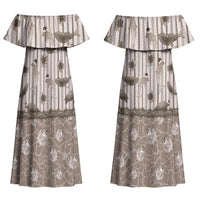 Hawaii Christmas In July Couples Matching Off Shoulder Maxi Dress and Hawaiian Shirt Beige Mele Kalikimaka Sea Animals DT05 - Polynesian Pride