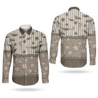 Hawaii Christmas In July Couples Matching Off Shoulder Short Dress and Long Sleeve Button Shirt Beige Mele Kalikimaka Sea Animals DT05 - Polynesian Pride