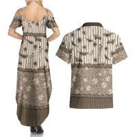 Hawaii Christmas In July Couples Matching Summer Maxi Dress and Hawaiian Shirt Beige Mele Kalikimaka Sea Animals DT05 - Polynesian Pride