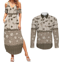 Hawaii Christmas In July Couples Matching Summer Maxi Dress and Long Sleeve Button Shirt Beige Mele Kalikimaka Sea Animals DT05 Beige - Polynesian Pride