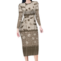 Hawaii Christmas In July Family Matching Long Sleeve Bodycon Dress and Hawaiian Shirt Beige Mele Kalikimaka Sea Animals