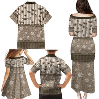 Hawaii Christmas In July Family Matching Puletasi and Hawaiian Shirt Beige Mele Kalikimaka Sea Animals