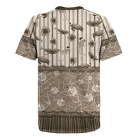 Hawaii Christmas In July Rugby Jersey Beige Mele Kalikimaka Sea Animals