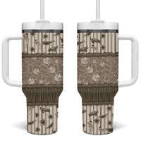 Hawaii Christmas In July Tumbler With Handle Beige Mele Kalikimaka Sea Animals DT05 One Size: 40 oz Beige - Polynesian Pride