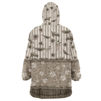 Hawaii Christmas In July Wearable Blanket Hoodie Beige Mele Kalikimaka Sea Animals