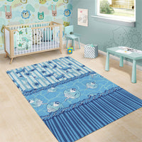 Hawaii Christmas In July Area Rug Sky Blue Mele Kalikimaka Sea Animals