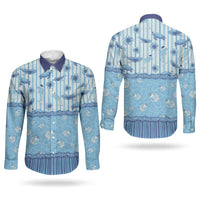 Hawaii Christmas In July Couples Matching Short Sleeve Bodycon Dress and Long Sleeve Button Shirt Sky Blue Mele Kalikimaka Sea Animals DT05 - Polynesian Pride