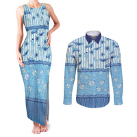 Hawaii Christmas In July Couples Matching Tank Maxi Dress and Long Sleeve Button Shirt Sky Blue Mele Kalikimaka Sea Animals DT05 Blue - Polynesian Pride