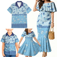 Hawaii Christmas In July Family Matching Mermaid Dress and Hawaiian Shirt Sky Blue Mele Kalikimaka Sea Animals DT05 - Polynesian Pride