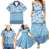Hawaii Christmas In July Family Matching Summer Maxi Dress and Hawaiian Shirt Sky Blue Mele Kalikimaka Sea Animals DT05 - Polynesian Pride