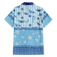 Hawaii Christmas In July Family Matching Summer Maxi Dress and Hawaiian Shirt Sky Blue Mele Kalikimaka Sea Animals DT05 Dad's Shirt - Long Sleeve Blue - Polynesian Pride