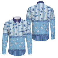 Hawaii Christmas In July Family Matching Tank Maxi Dress and Hawaiian Shirt Sky Blue Mele Kalikimaka Sea Animals DT05 Dad's Shirt - Long Sleeve Blue - Polynesian Pride