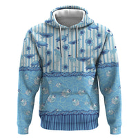 Hawaii Christmas In July Hoodie Sky Blue Mele Kalikimaka Sea Animals DT05 Pullover Hoodie Blue - Polynesian Pride