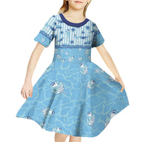 Hawaii Christmas In July Kid Short Sleeve Dress Sky Blue Mele Kalikimaka Sea Animals DT05 - Polynesian Pride