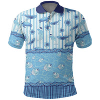 Hawaii Christmas In July Polo Shirt Sky Blue Mele Kalikimaka Sea Animals DT05 Blue - Polynesian Pride