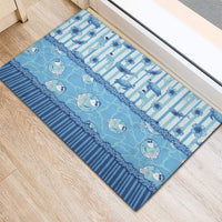 Hawaii Christmas In July Rubber Doormat Sky Blue Mele Kalikimaka Sea Animals
