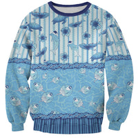 Hawaii Christmas In July Sweatshirt Sky Blue Mele Kalikimaka Sea Animals DT05 Unisex Blue - Polynesian Pride