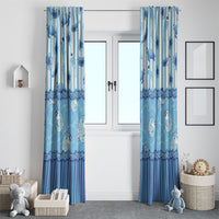 Hawaii Christmas In July Window Curtain Sky Blue Mele Kalikimaka Sea Animals